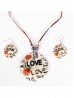 Fashion Love Words Print Shell Necklace and Earrings Set Fashion Love Words Print Shell Necklace and Earrings Set